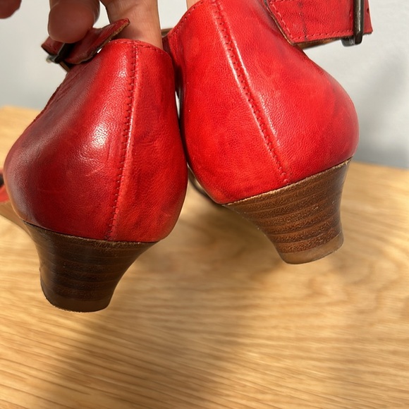 Paul Green Munchen Wedge Sandal Red Leather Big Bow Open Toe Ankle Strap US 9 - Picture 10 of 16